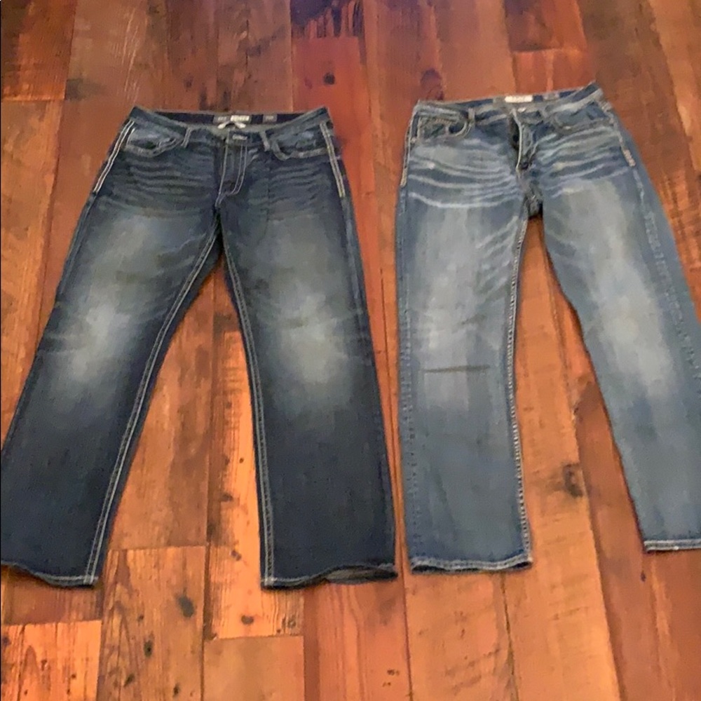 2 Pair BKE Denim Tyler Straight Leg Jeans 33R